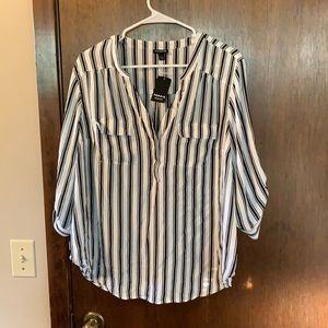 Black and white striped blouse